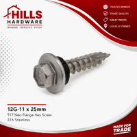 12G-11 x 25mm HEX FLANGE SCREW T17 WITH NEO SS316