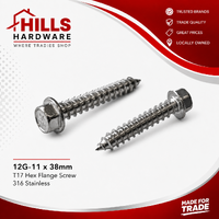 12G-11 x 38mm HEX FLANGE SCREW T17 SS316