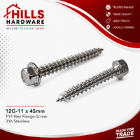12G-11 x 45mm HEX FLANGE SCREW T17 SS316