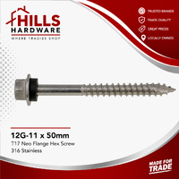 12G-11 x 50mm HEX FLANGE SCREW T17 WITH NEO SS316