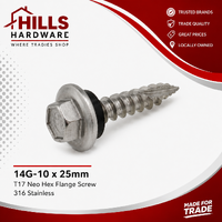 14G-10 x 25mm HEX FLANGE SCREW T17 WITH NEO SS316