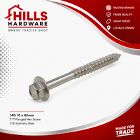 14G-10 x 65mm HEX FLANGE SCREW T17 SS316