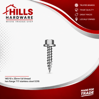 10g x 25mm Flanged Hex T17 SS316